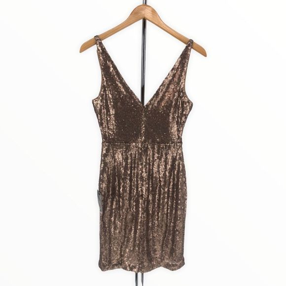 Lulus Champagne Showers Matte Bronze Sequin Bodycon Dress size Small NWT - Picture 9 of 13